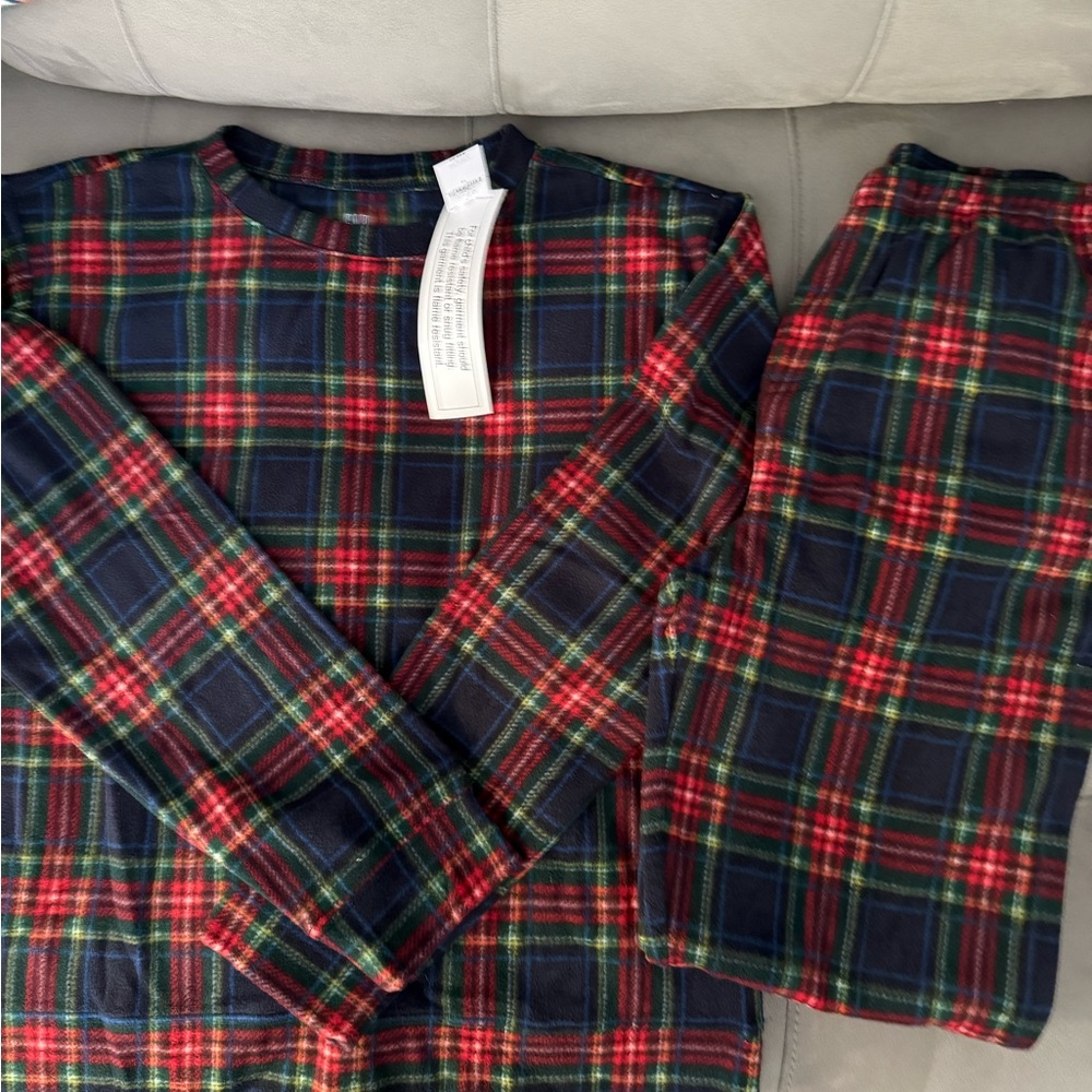 GAP Multicolor Plaid Kids Fleece Pajama Set Boys NWT